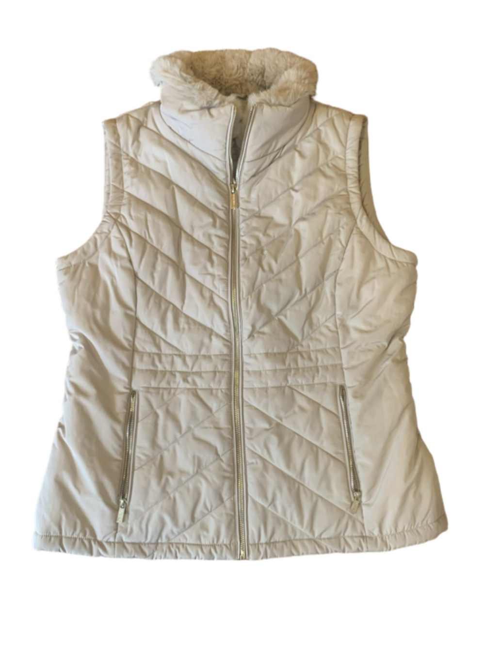 Calvin Klein Vest Medium Beige Fur lined Collar